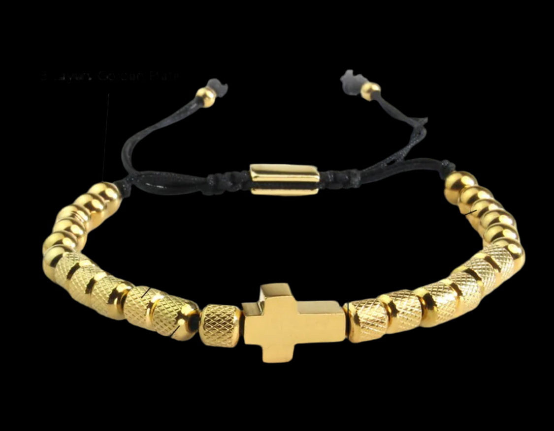 The Saints beaded cross bracelet