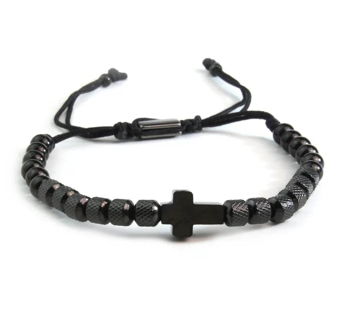 The Saints beaded cross bracelet