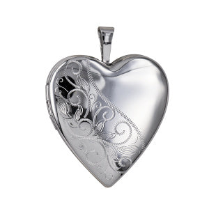 P22 β S/S 20mm Half Pattern/Half Polished Heart Locket