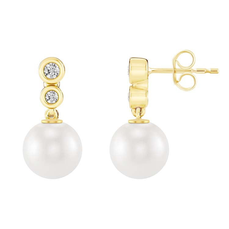 0.11ct Lab Grown Diamond Freshwater Pearl Earrings