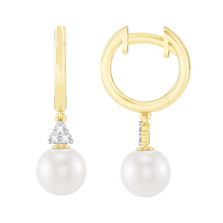 0.06ct Lab Grown Diamond Freshwater Pearl Earrings
