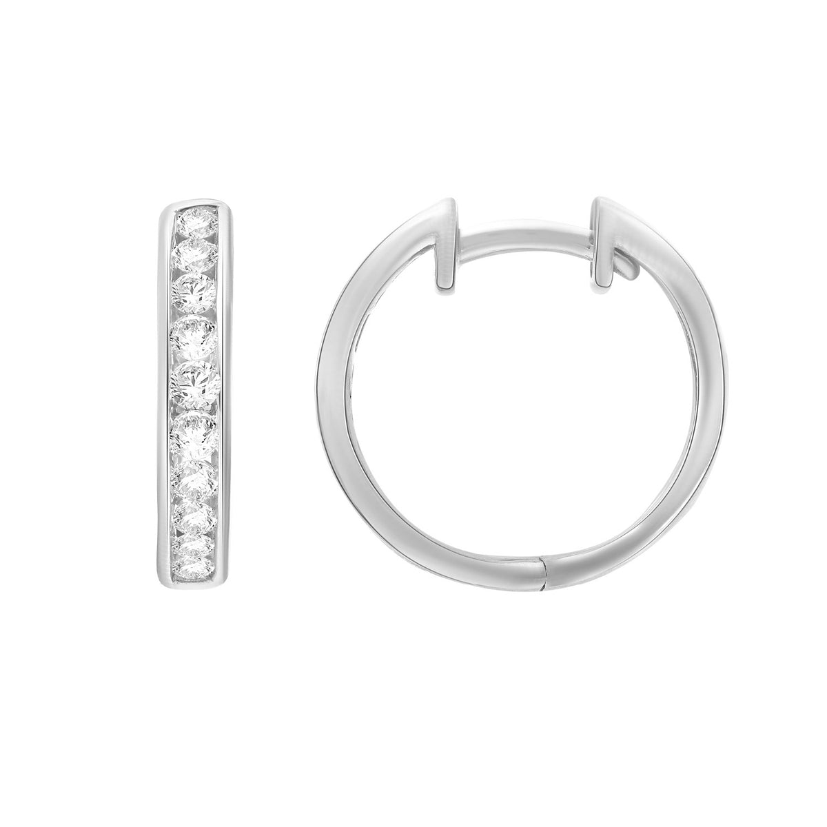Channel Set Diamond Huggie Hoops