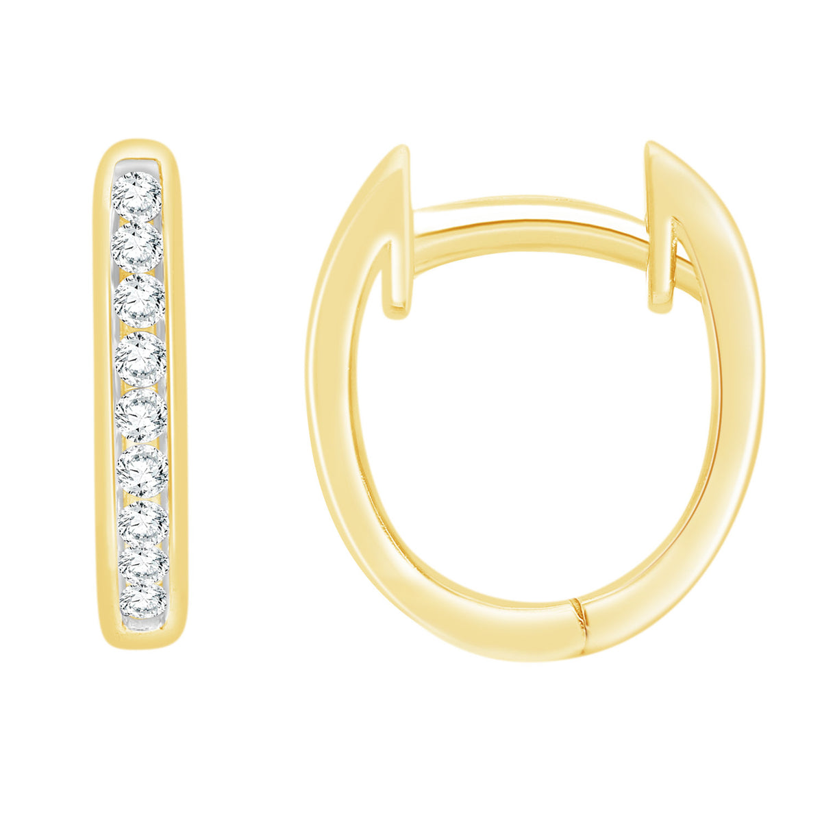 Channel Set Diamond Oval Hoops