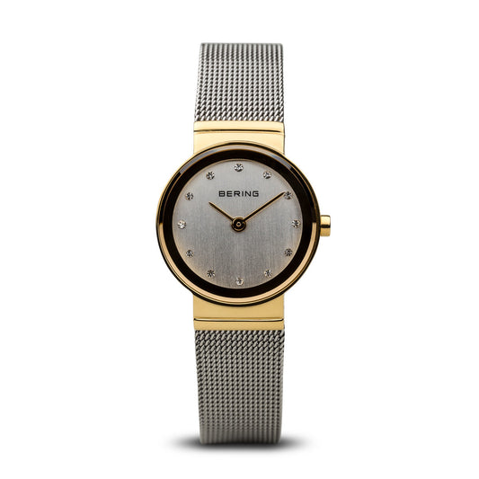 Bering Classic Polished Gold Silver Mesh Watch