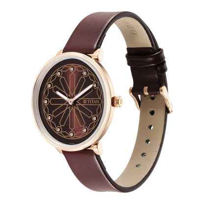 Titan Marhaba Brown Dial Analogue Leather Strap watch for Women