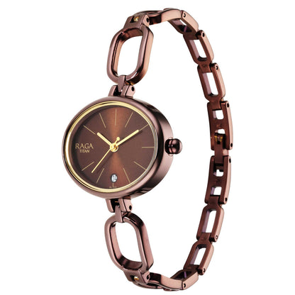 Titan Raga Viva Brown Dial Analogue Metal Strap Watch for Women