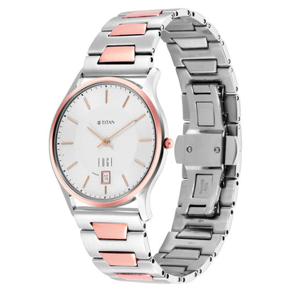 Titan Quartz Analogue Silver Dial Stainless Steel Strap Watch for Men