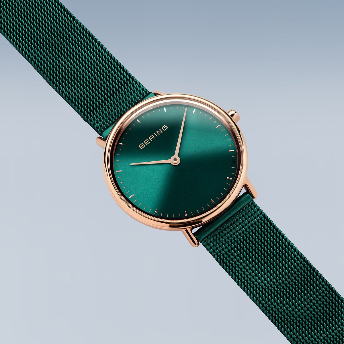 Bering Ultra Slim 27mm Green Milanese Strap Watch