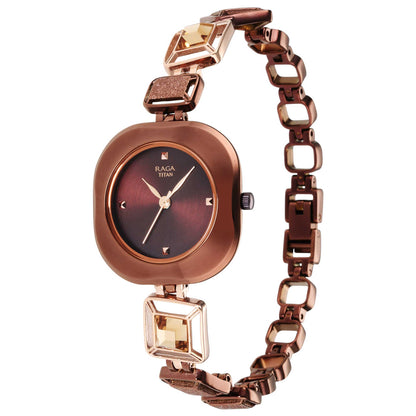 Titan Raga Love All Brown Dial Analogue Metal Strap watch for WoMen