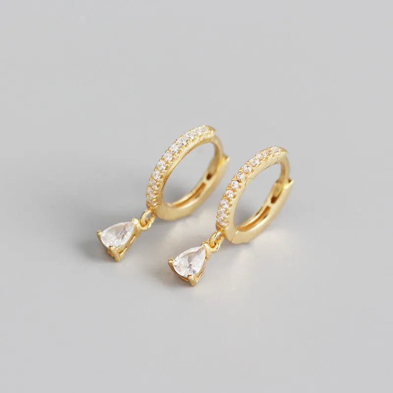 Cubic Pear Drop Hoops