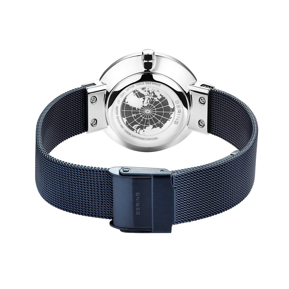 Bering Ladies Brushed Silver Solar Blue Watch