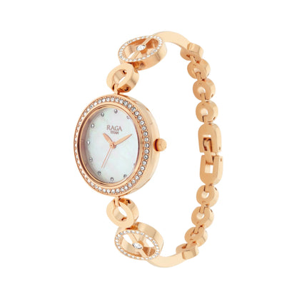 Titan Raga Mother of Pearl Dial Women Watch With Metal Strap