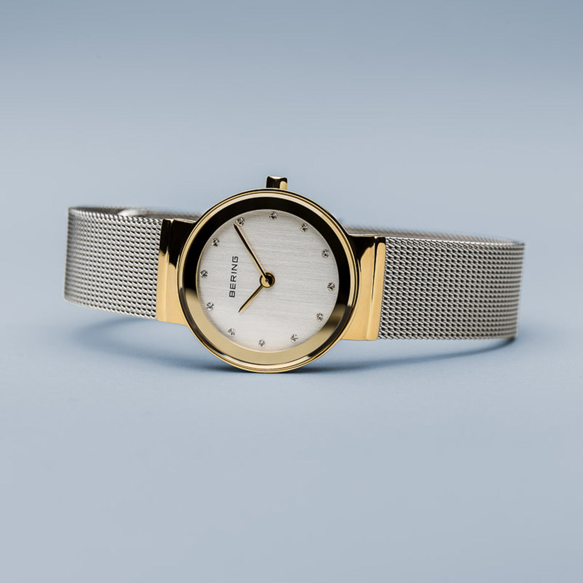 Bering Classic Polished Gold Silver Mesh Watch