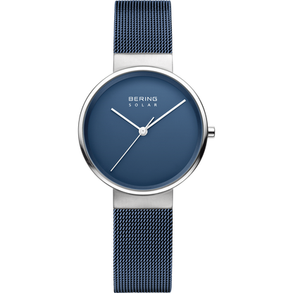 Bering Ladies Brushed Silver Solar Blue Watch