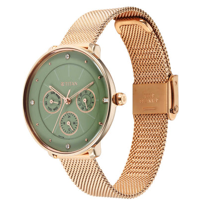 Titan Neo Green Dial Analogue Stainless Steel Strap Watch for Women