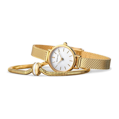 Bering Gift Set Lovely 26mm Gold Milanese Strap with Matching Bracelet Watch