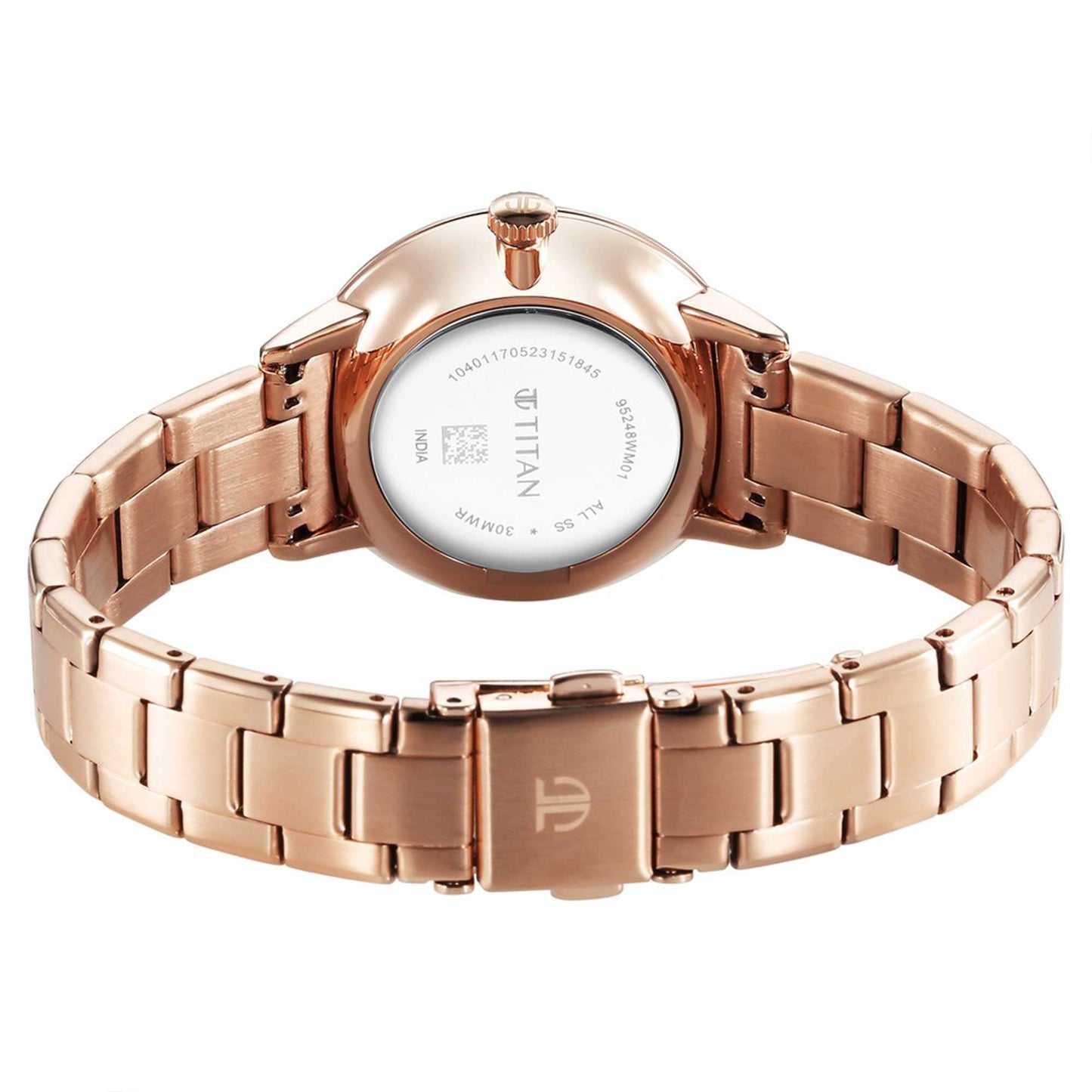 Titan TGIF Quartz Analogue Brown Dial Rose Gold Stainless Steel Strap Watch for Women