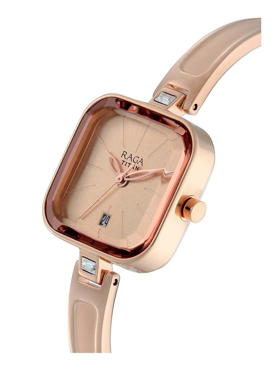 Titan Raga Viva Rose Gold Dial Women Watch With Metal Strap