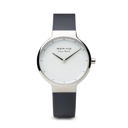 Bering Max René Polished Silver Silicone Watch