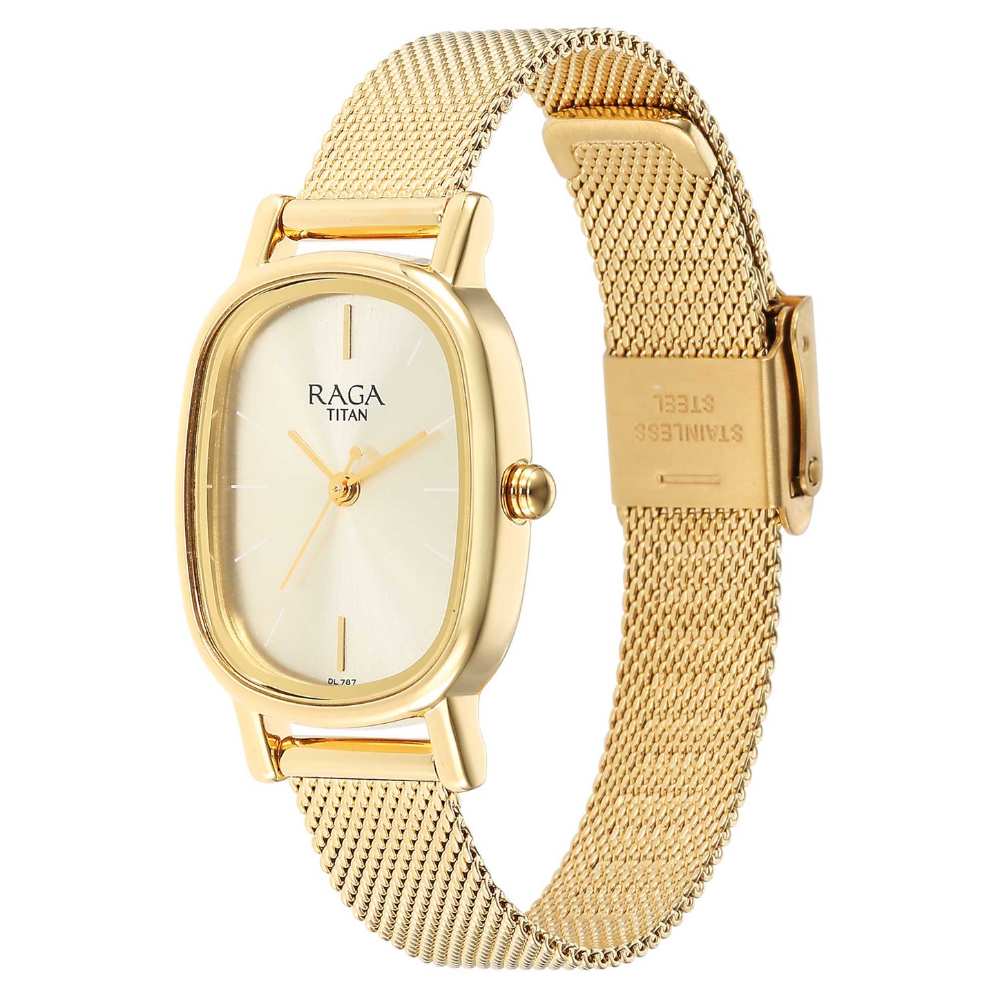 Titan Raga Viva Champagne Dial Analogue Stainless Steel Strap watch for Women