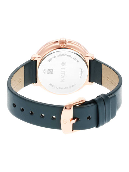 Titan Women's Svelte Black: Multi-Function Watch with Leather Strap