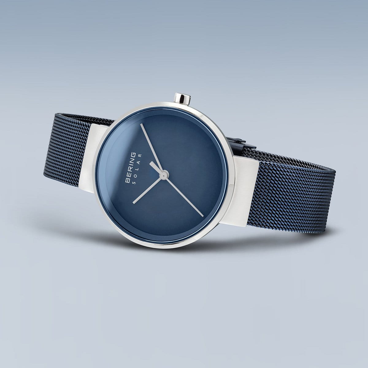 Bering Ladies Brushed Silver Solar Blue Watch