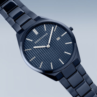 Bering Ultra Slim 40mm Blue Stainless Steel Strap Watch