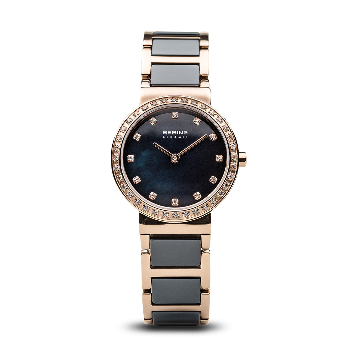 Bering Ceramic Polished Rose Gold Black Watch