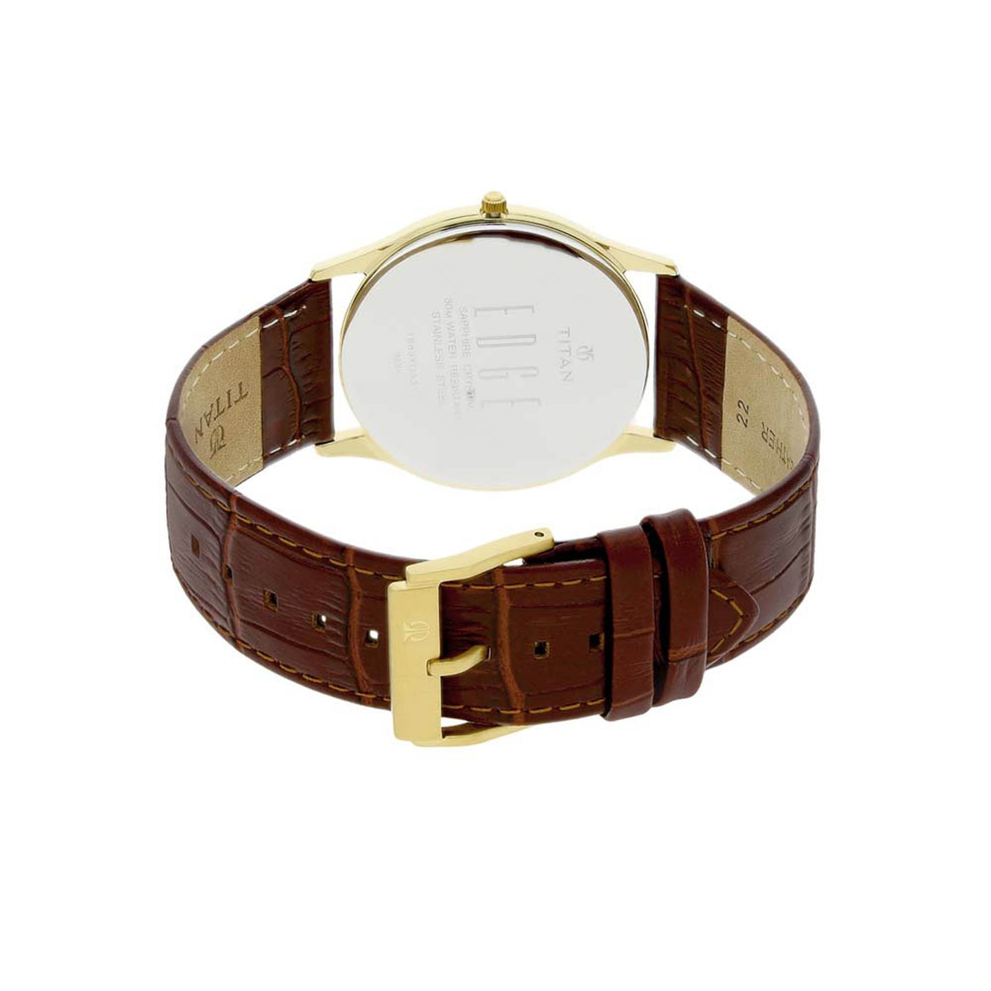 Titan Edge White Dial Analogue with Date Leather Strap Watch for Men