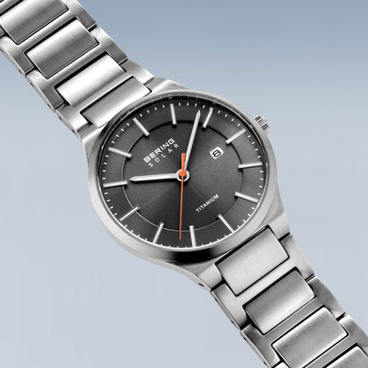 Bering Solar 39mm Grey Titanium Links Strap Watch