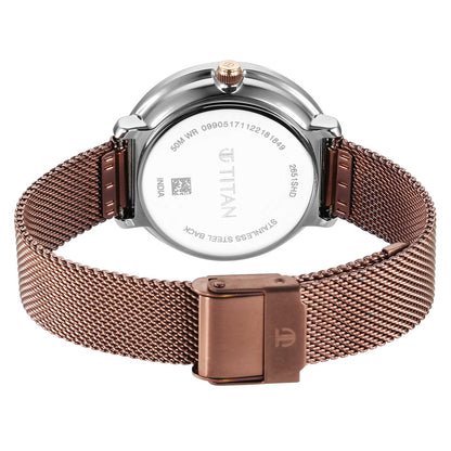 Titan Noir Brown Dial Analogue Stainless Steel Strap Watch for Women