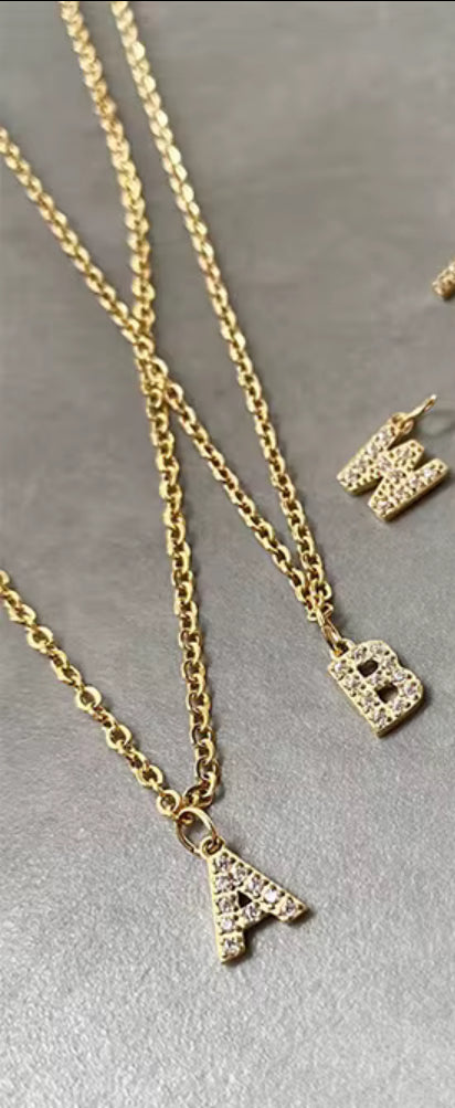 18K Yellow Gold Plated Initial Pendant Necklace