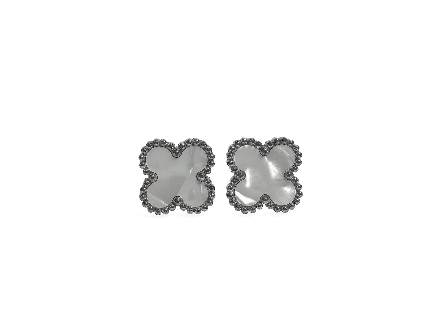 Clover Stud Earrings- White