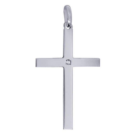 R89 – S/S Large Plain Cross with White Cz