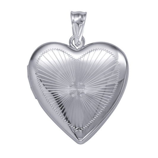 P49 – S/S 20mm Heart Locket with Radiating Lines