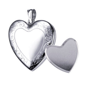 P23 – 24mm Memorial Heart Locket with Engraved Border