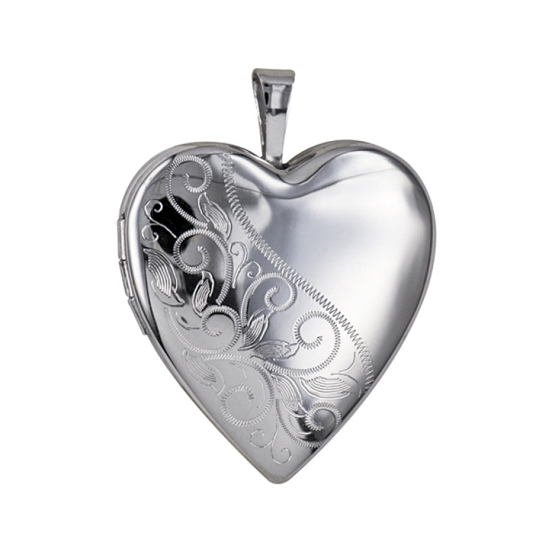 P22 – S/S 20mm Half Pattern/Half Polished Heart Locket