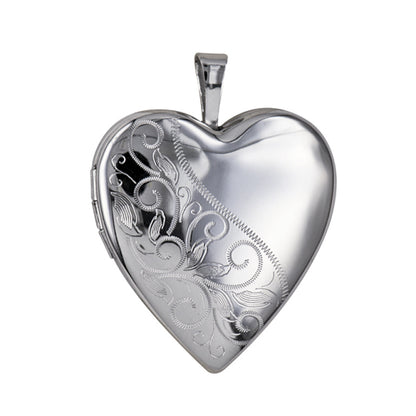 P22 – S/S 20mm Half Pattern/Half Polished Heart Locket