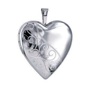 P22 – S/S 20mm Half Pattern/Half Polished Heart Locket