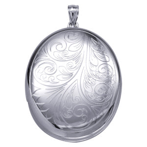 P44 – S/S Scroll Patterned Oval Locket