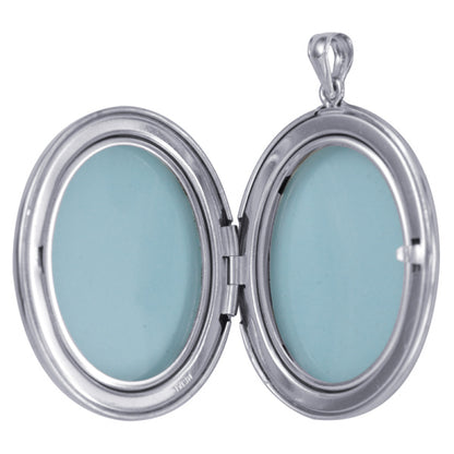 P44 – S/S Scroll Patterned Oval Locket
