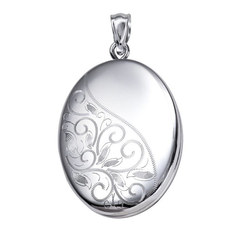 P13 – S/S Half Pattern/Half Polished Oval Locket