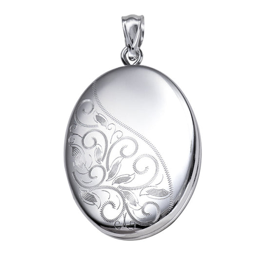 P13 – S/S Half Pattern/Half Polished Oval Locket