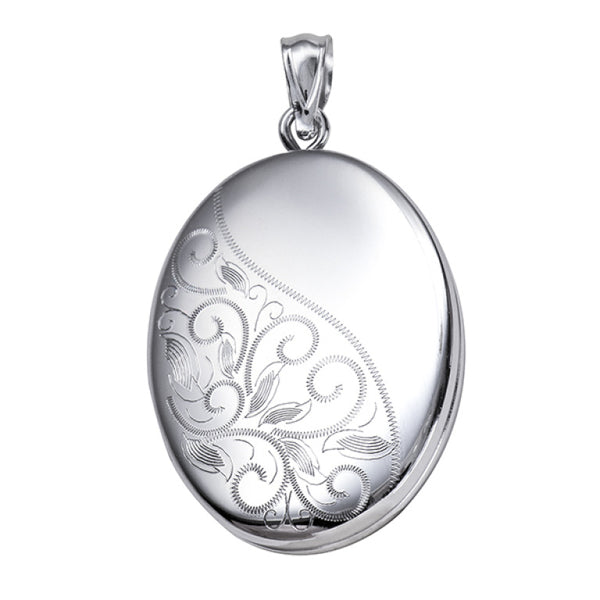 P13 – S/S Half Pattern/Half Polished Oval Locket