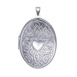 P09 – S/S Centre Heart Celtic Design 6 Photo Oval Locket