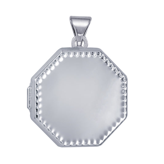 P40 – S/S 17mm Plain Octagonal Locket with Raised Border