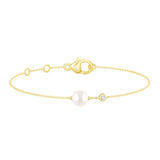 0.03ct Lab Grown Diamond Freshwater Pearl Bracelet in 9K Yellow Gold