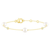 Amalina 0.07ct Lab Grown Diamond Freshwater Pearl Bracelet | 9CT Yellow Gold