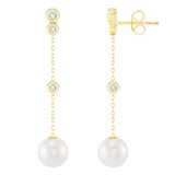 0.15ct Lab Grown Diamond Freshwater Pearl Earrings in 9K Yellow Gold