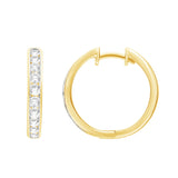 Channel Set Diamond Huggie Hoops